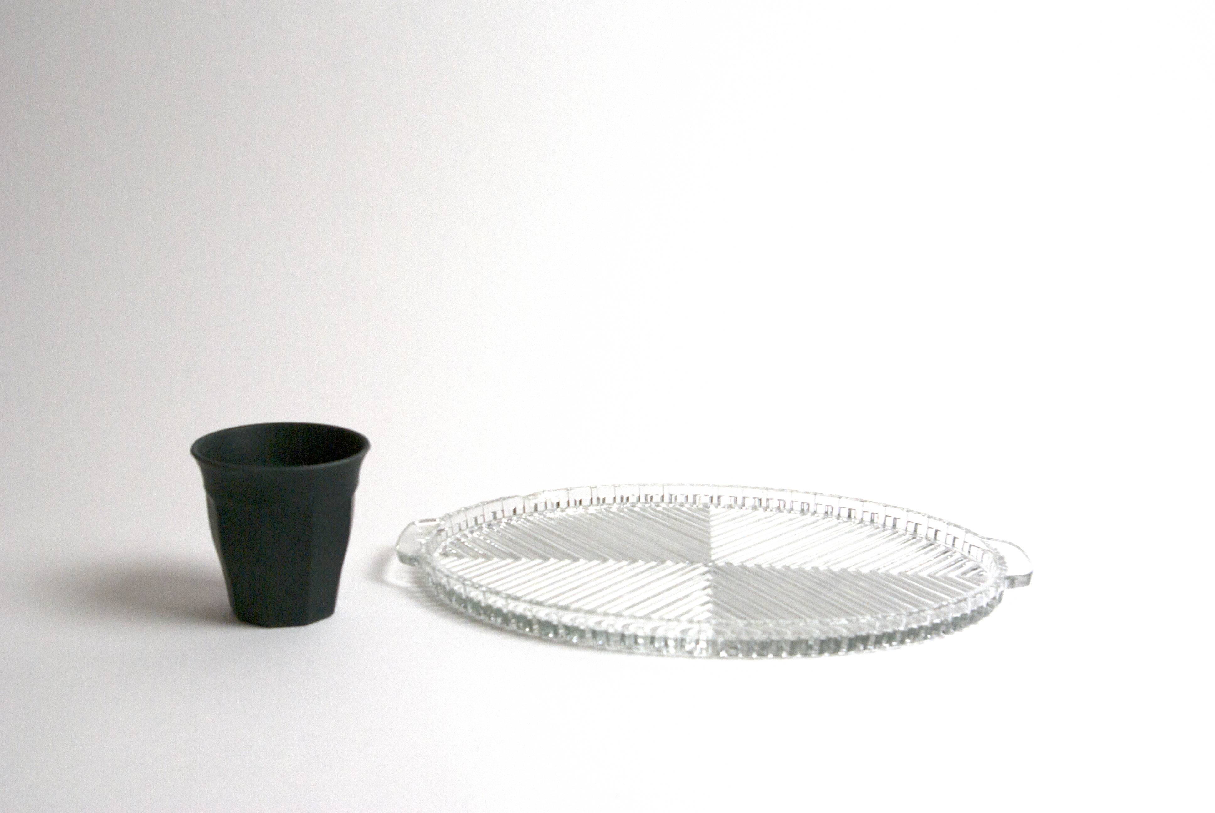 Oval trayhandles, crystal, made in France, art deco