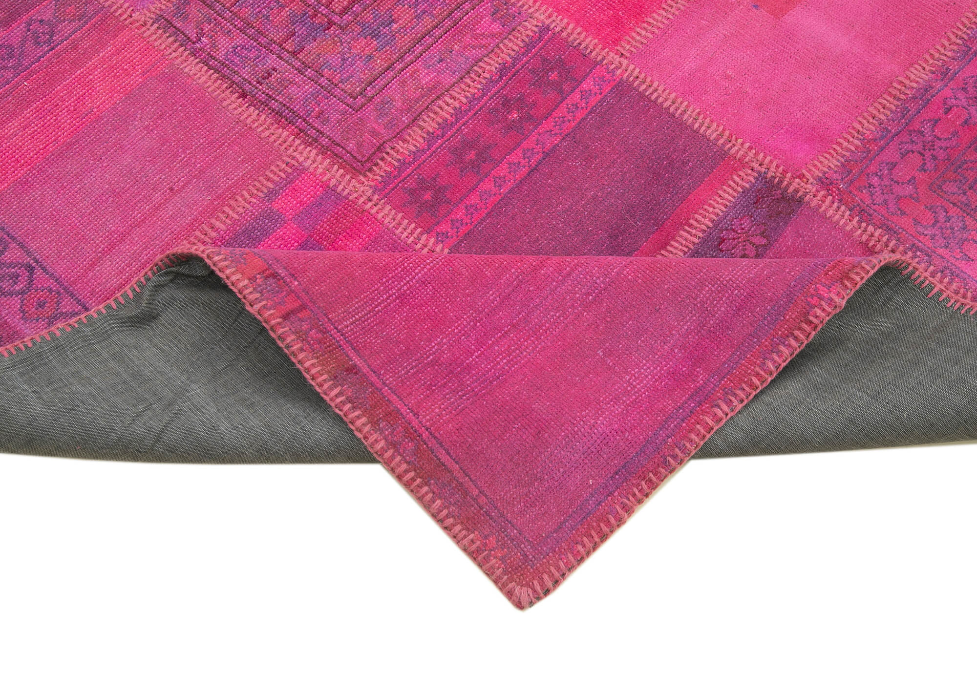 Tapis turc fait à la main 208 cm x 304 cm patchwork rose