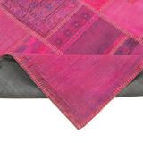Handmade turkish overdyed 208 cm x 304 cm pink patchwork carpet
