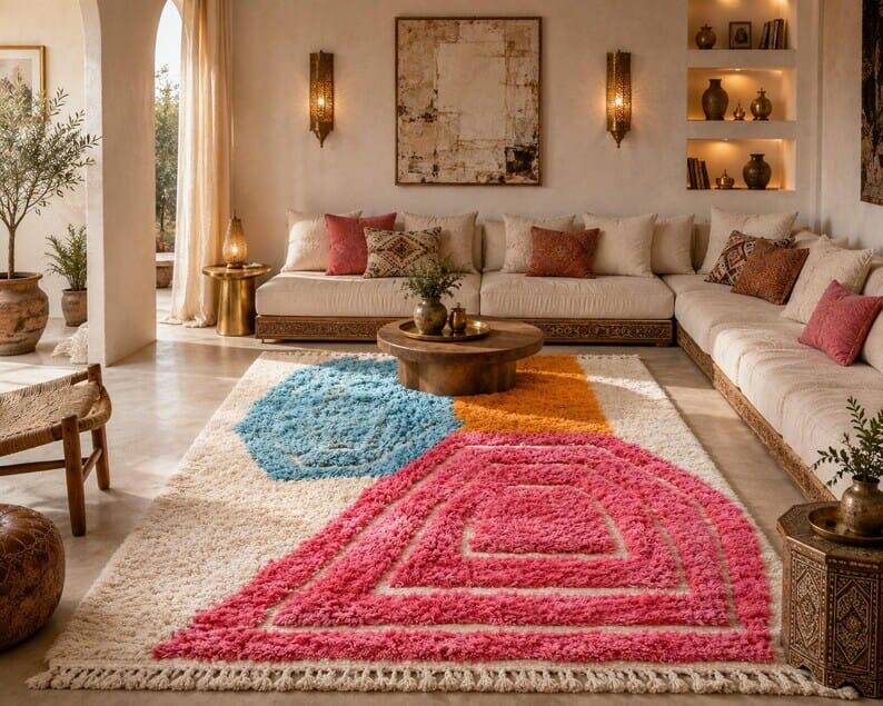 Moroccan wool rug 2/3 m