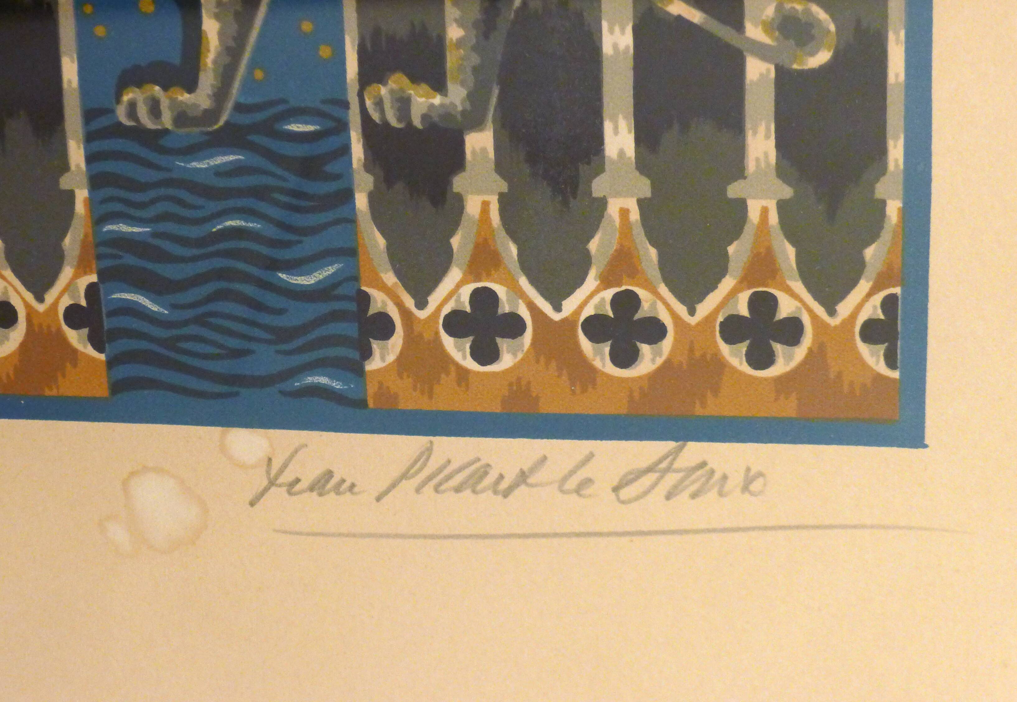 Lithograph Venezia signed J.Picart Le Doux 78cm x 57cm