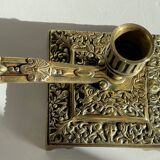 Bougeoir à main bronze massif à motifs