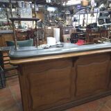 Oak tavern counter with pewter top and tubs