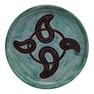 assiette plate terre cuite émaillée vintage signée