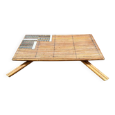 Rattan and ceramic coffee table by Roger Capron