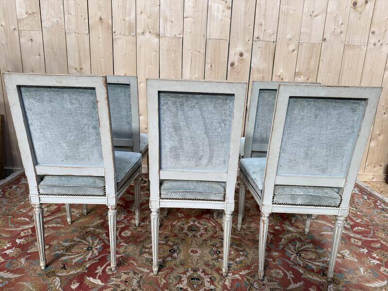 Suite de 6 chaises de style Louis XVI RINCK en bois réchampi