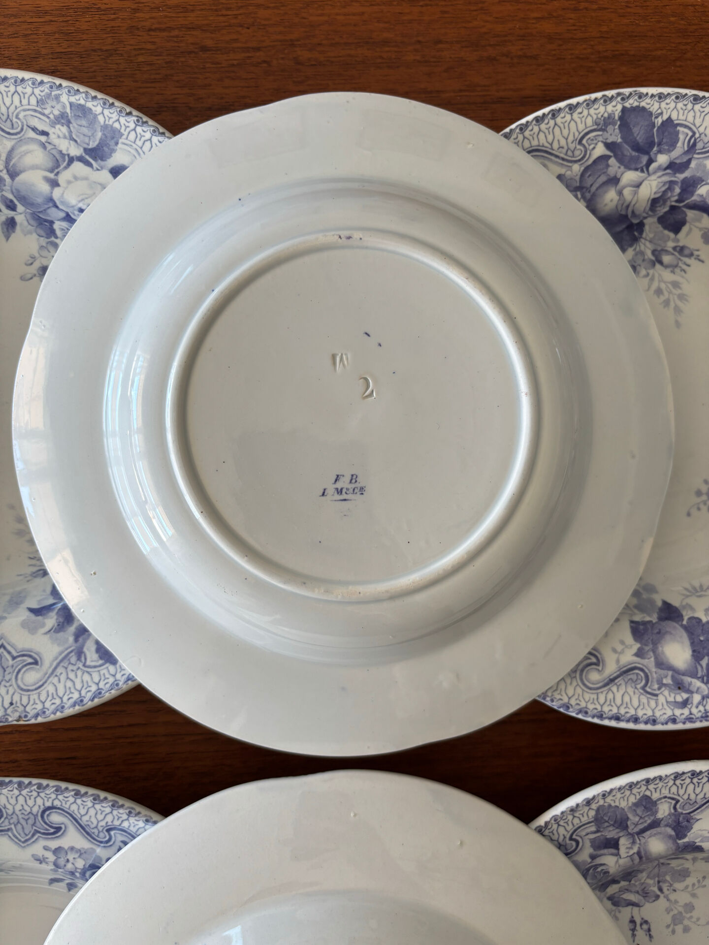 Lot de 6 assiettes creuse Creil & Montereau Bouquets • Faïence ancienn