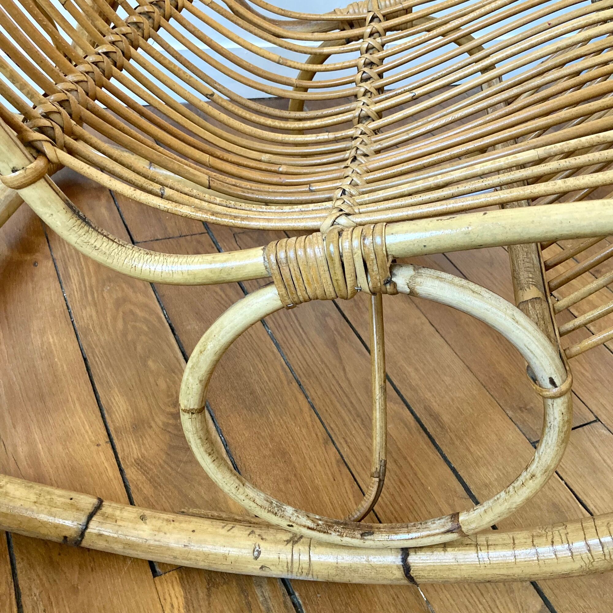 Rocking chair rattan Rohe Noordwolde 60s or rocking chair