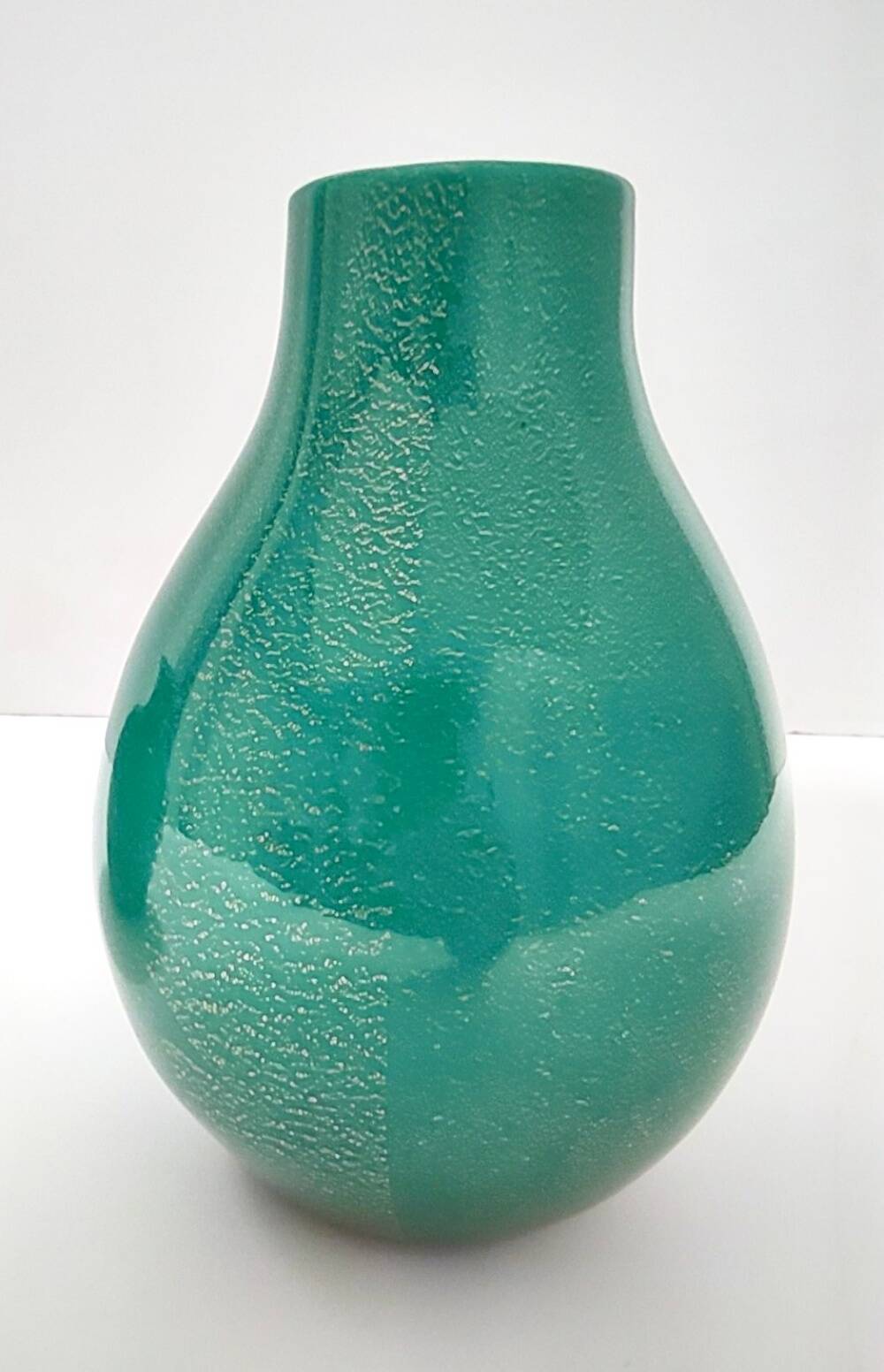 Green Cased Alga Glass Vase with Gold Leaf by Tomaso Buzzi for Venini