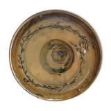 Green ceramic plate signed vintage