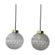 Pair of round hanging lamps in vintage glass