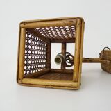 Rattan and cane lantern wall light. 1950s-1960s
