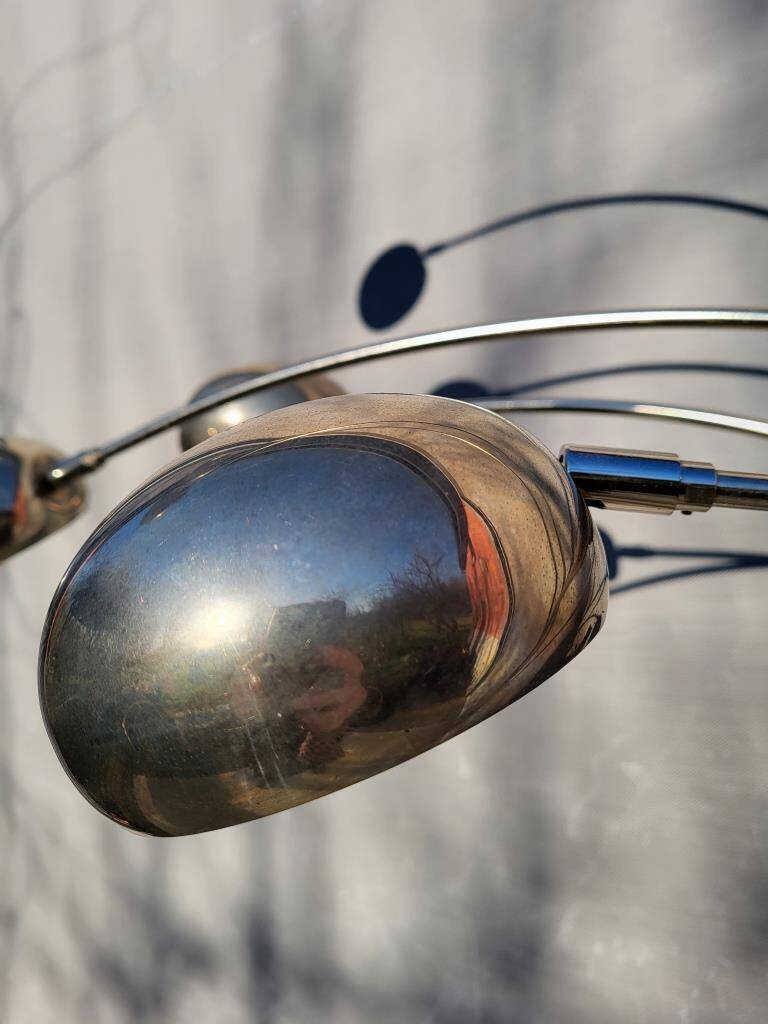 Vintage ARC floor lamp with 5 adjustable chrome arms on marble base