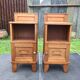 Vintage bedside tables with solid oak compass legs (pair)