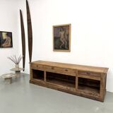 Very large pine trade counter, circa 1920.