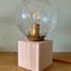 Vintage glass globe table lamp and wooden foot
