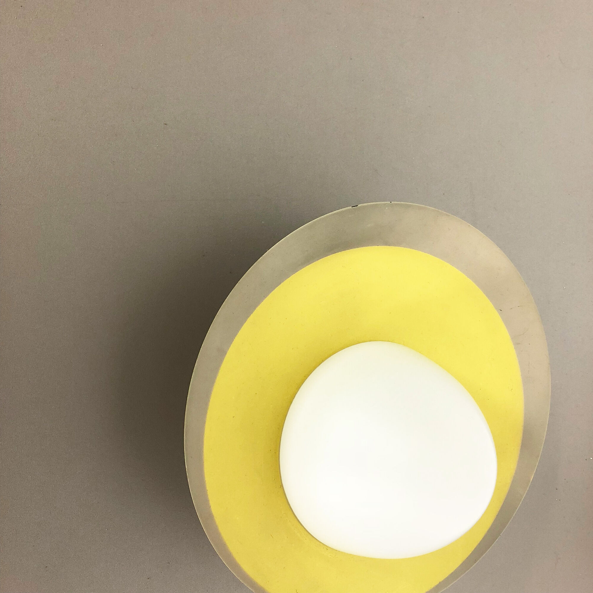 Round metal opaline glass wall light sconce, Italy, 1960s