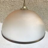 Old molded glass hanging Contour brass + Support Golden 70s Vintage