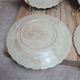 Set of 4 antique dessert plates in ironstone, with blue and green floral decoration.