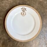 Gold monogrammed porcelain plate "F"