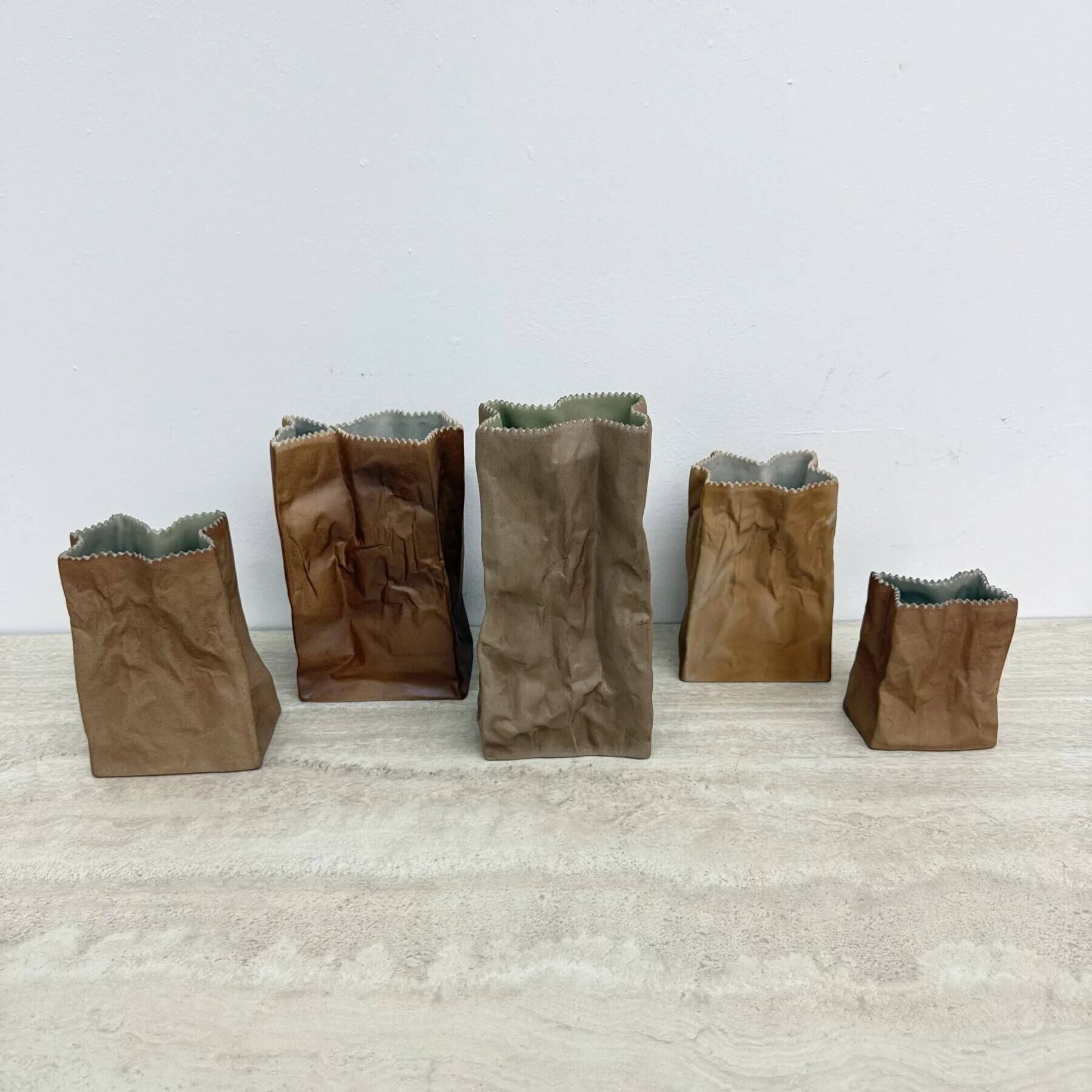 Set of 6 Rosenthal paper bag vases by Tapio Wirkkala, 1970s