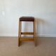 Pine and leather stool Eastern Europe