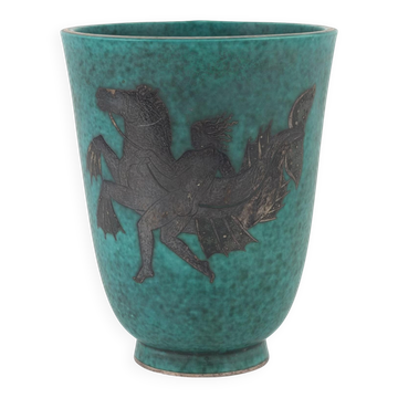 Vase Wilhelm Kage 'Argenta' pour Gustavsberg Suède 1935 Signé