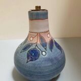 Small enameled ceramic lamp base with flower patterns