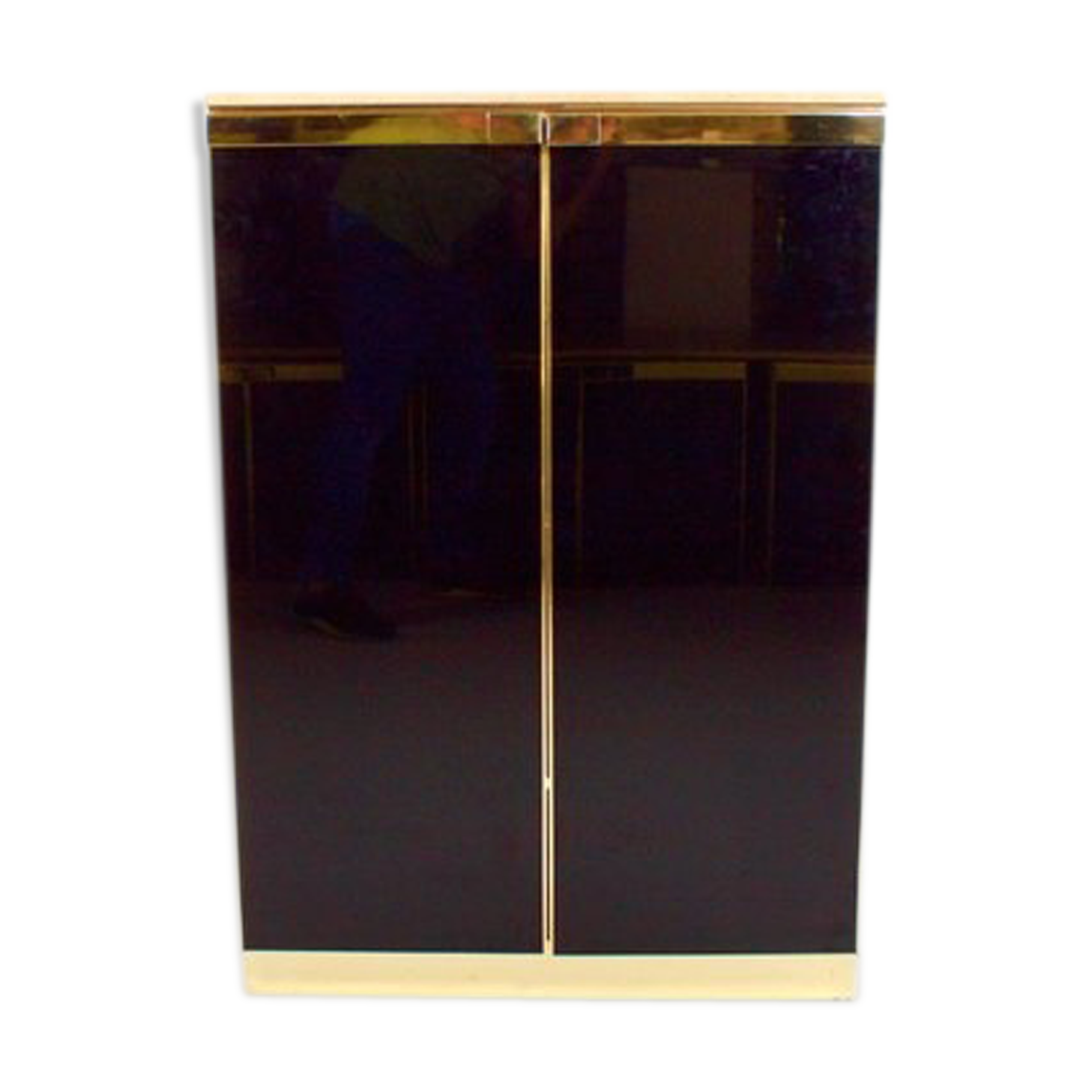Firm brass lacquered black 1970s travertine