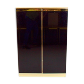 Cabinet en laiton travertin laqué noir années 1970