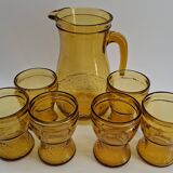 Service à orangeade  en verre ambré