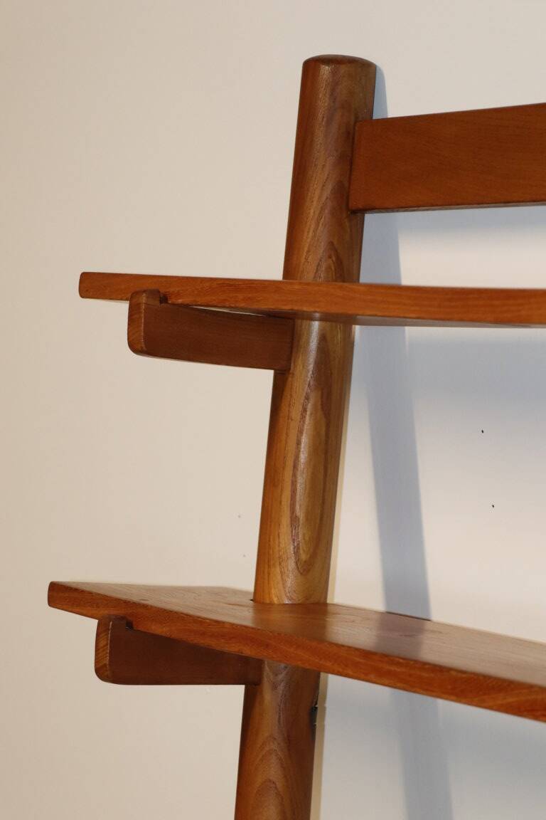 Vintage wall shelf unit in solid elm, 1970s