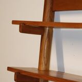 Vintage wall shelf unit in solid elm, 1970s