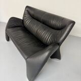 Old 2/3 seater lounge sofa designed by Jan Armgardt for Leolux in black leather