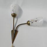 Vintage wall lamp with tube rods and 2 glass shades