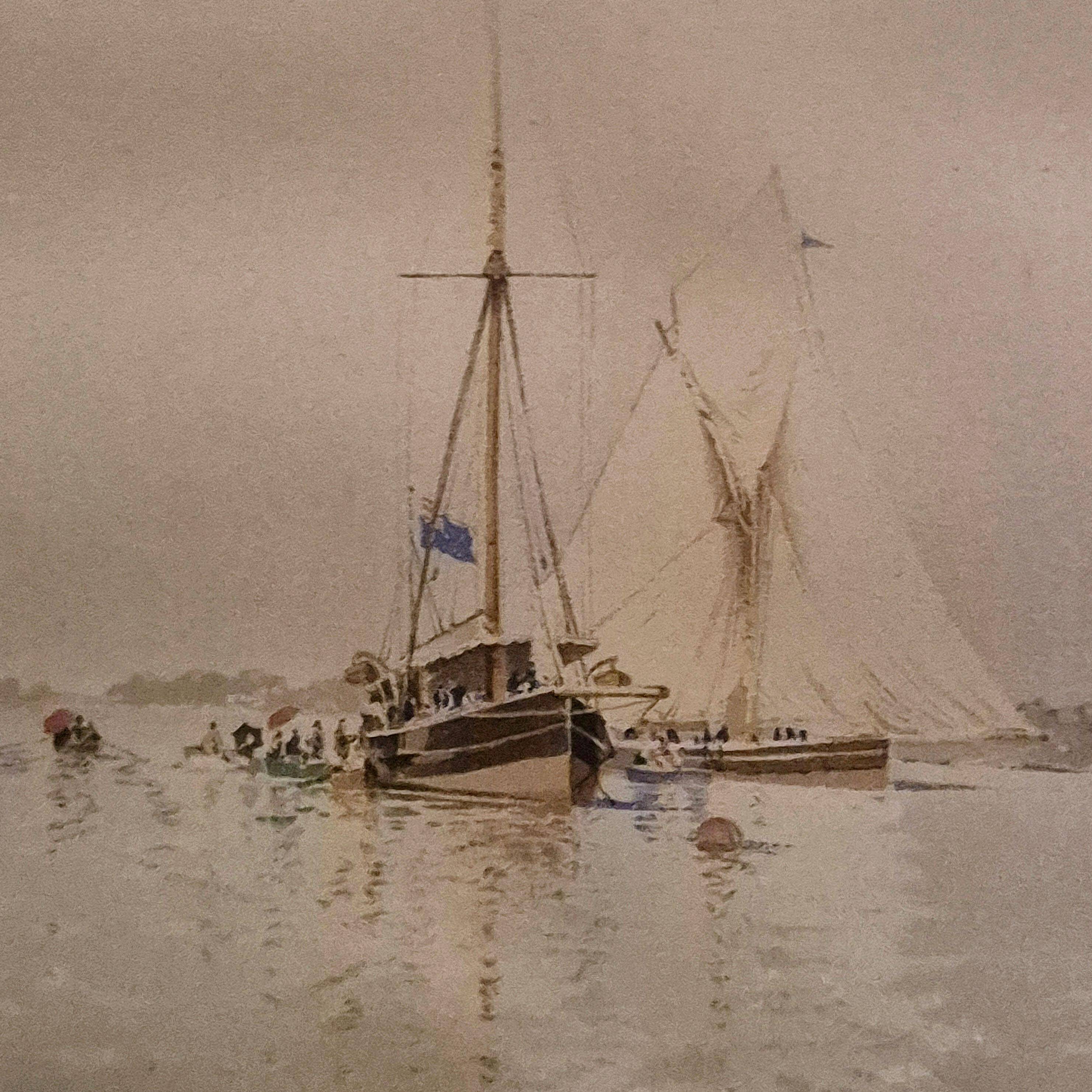 Edoardo De Martino (Italy 1838-1912), Off the Isle of Wight, watercolour, 1863