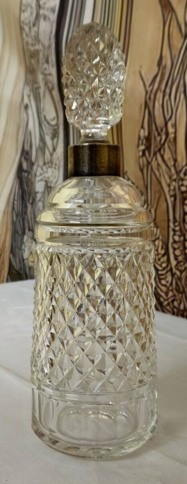Carafe à whisky en cristal taillé avec bouchon, style Baccarat