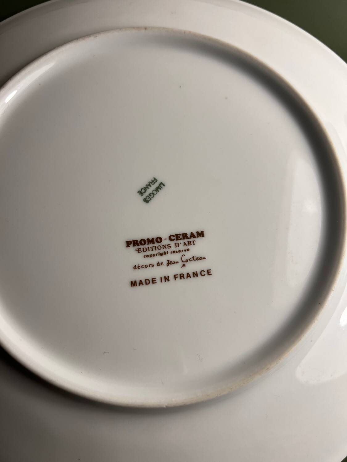 Jean Cocteau collection plate, Limoges porcelain, 1963