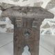 Brutalist monastic stool in solid oak