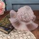 Antique satin pink glass lampshade – Wavy floral edge
