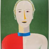 Kasimir Malevich: Smiling portrait, signed lithograph (Mourlot)