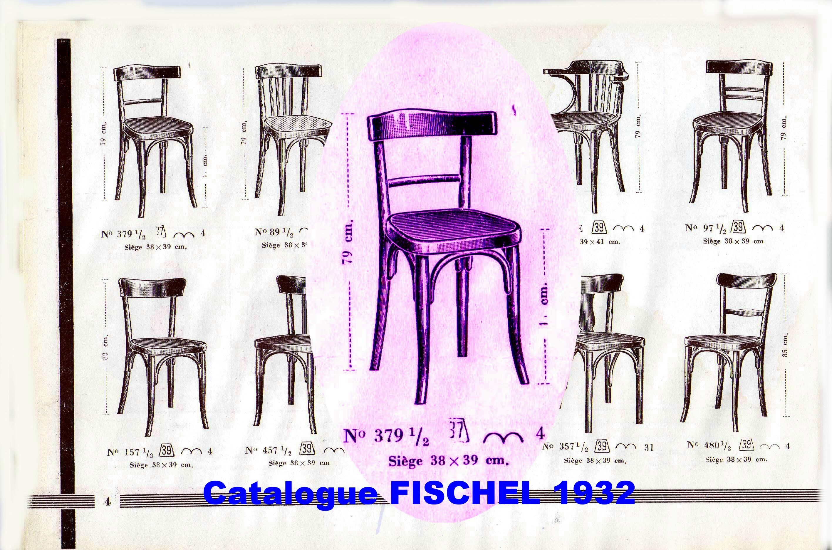 2 chaises bistrot par Fischel 1930 assises bois