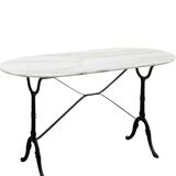 Oval marble and cast iron bistro table