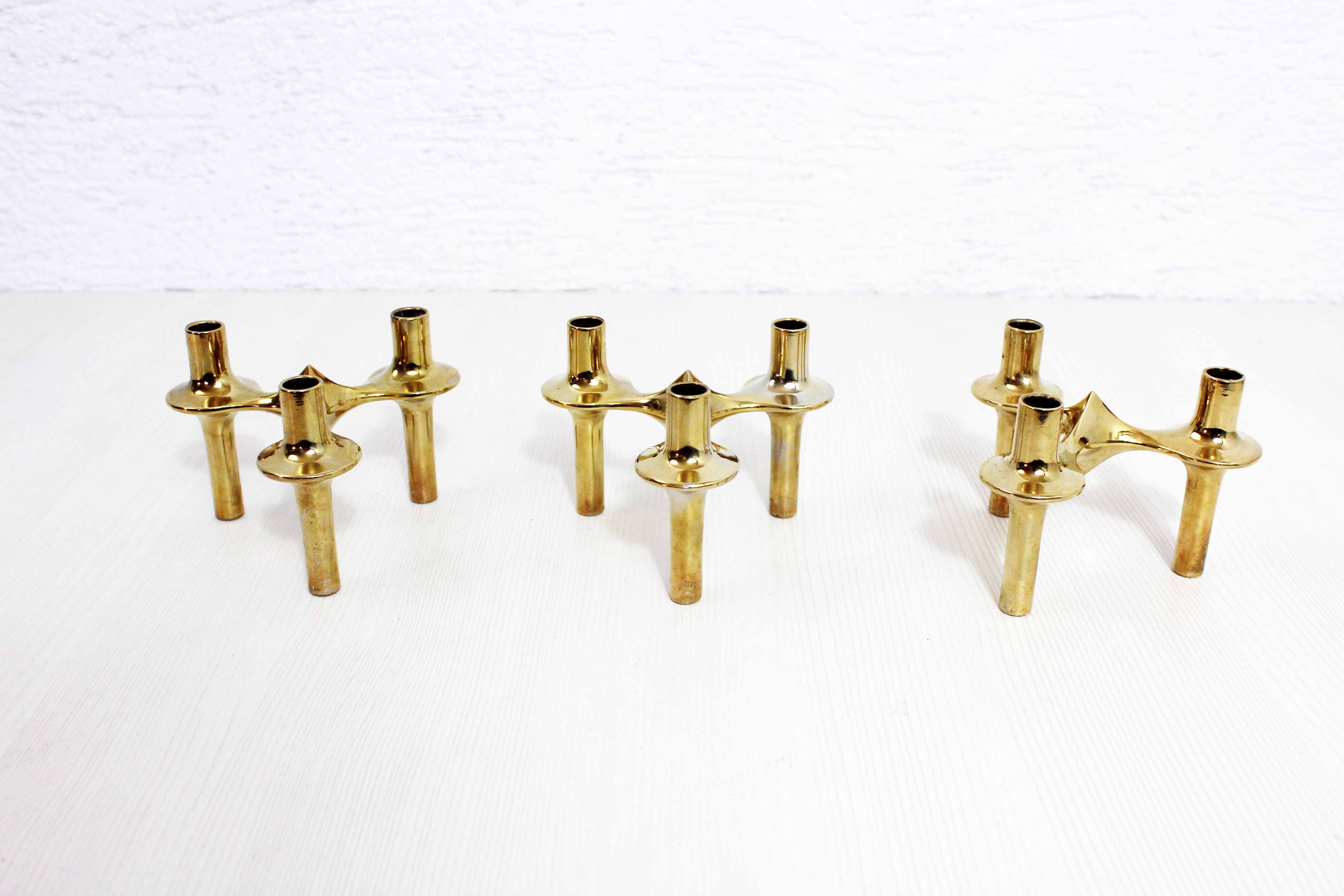 Set of 3 modular nagel candle holders