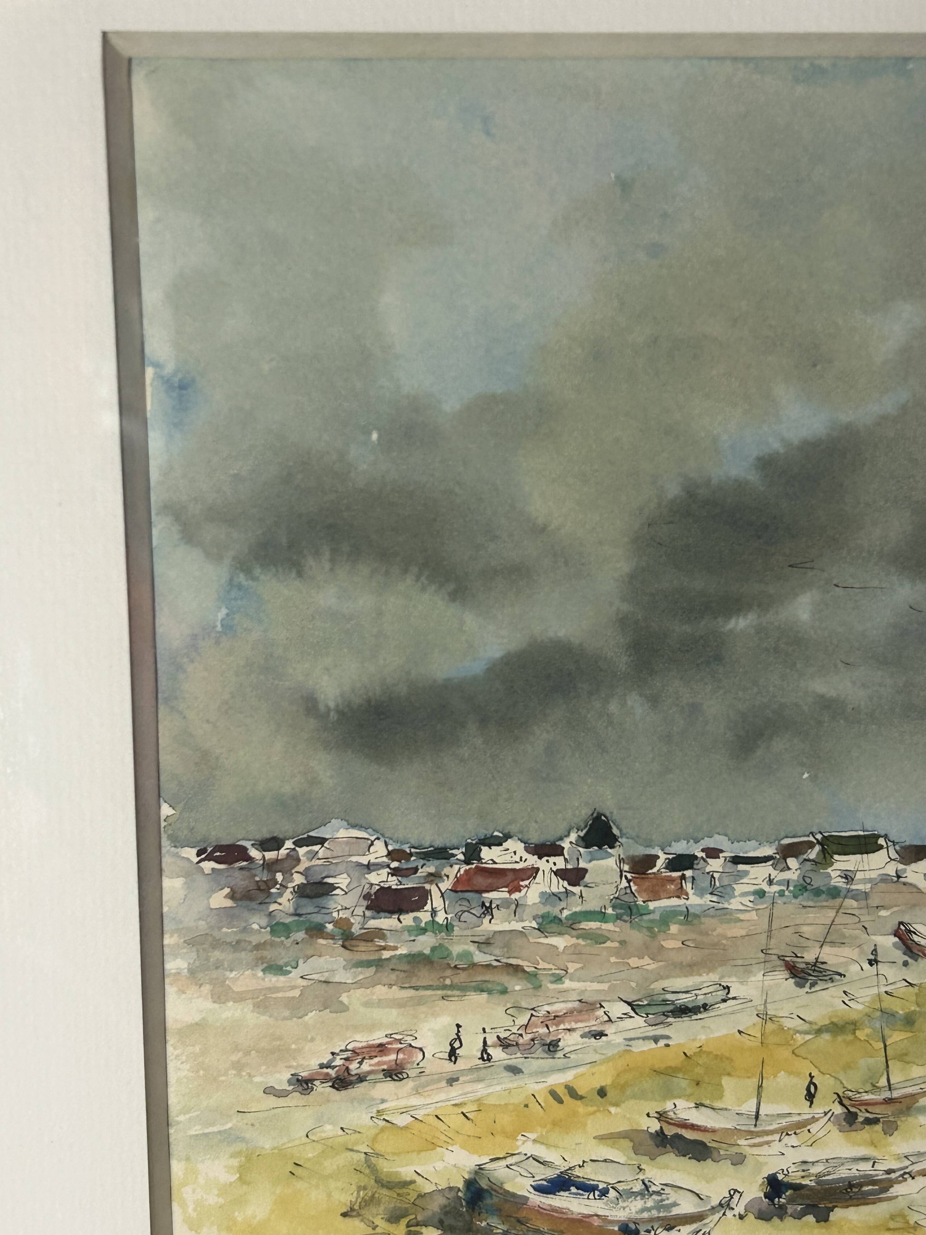 20th century Impressionist school - Vassaux - Marine watercolor - Noirmoutier
