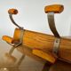 Scandinavian wall coat rack in wood and metal 6 hooks 60s 70s