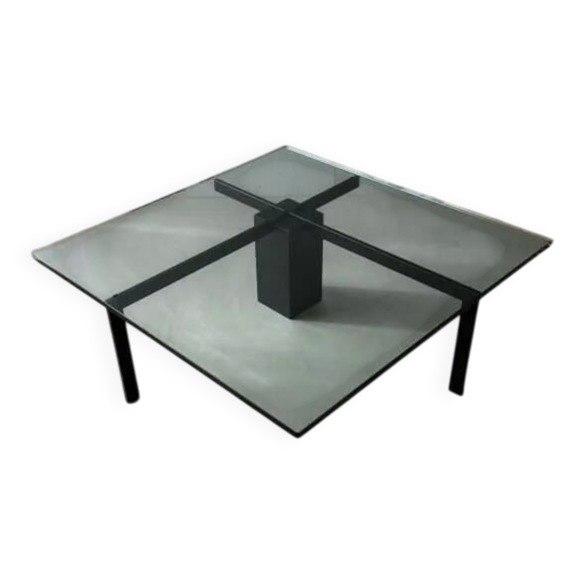 Metaform KW1 coffee table Hank Kwint 1980s glass black metal