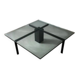 Metaform KW1 coffee table Hank Kwint 1980s glass black metal