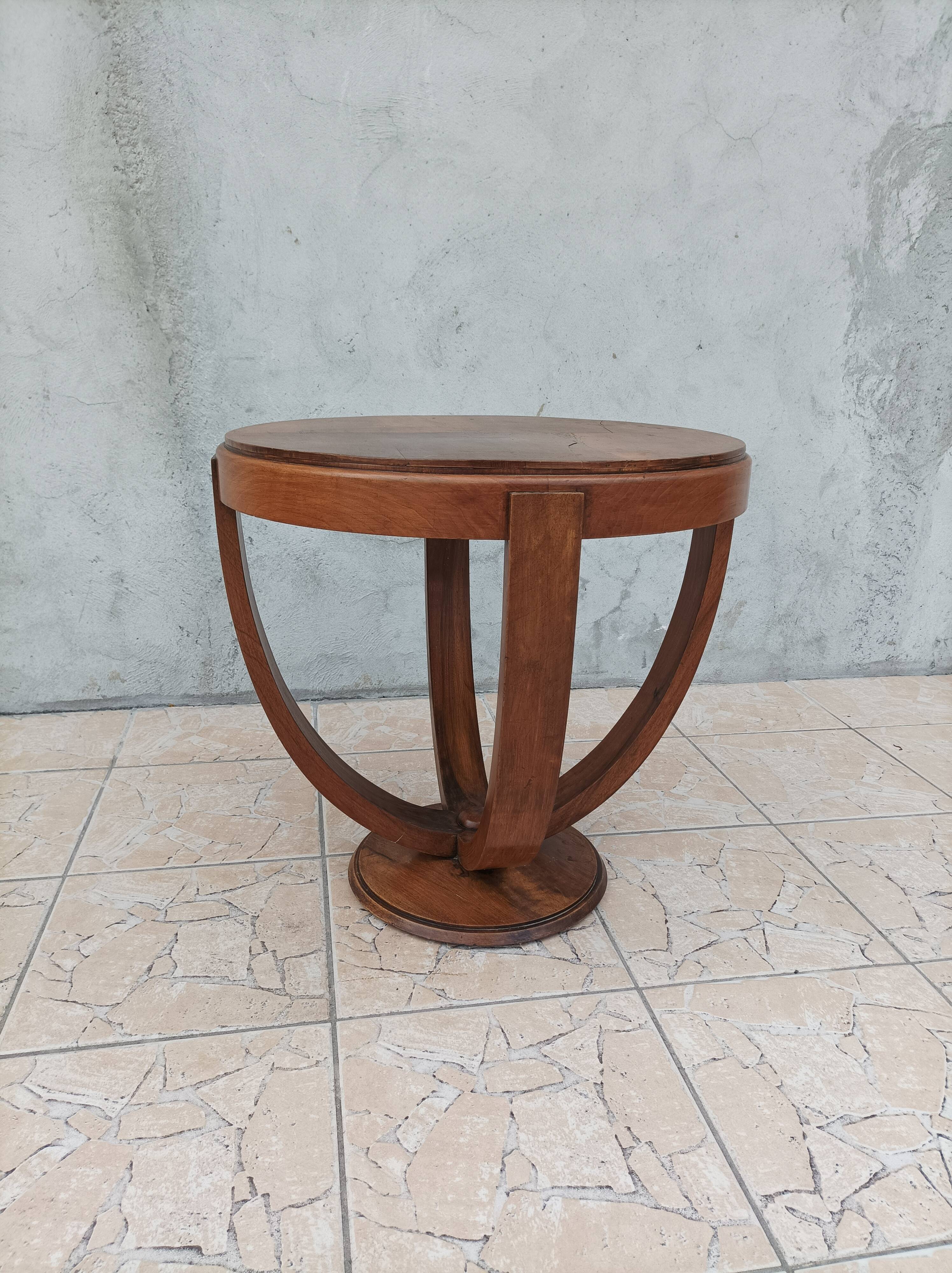 Art Deco pedestal table walnut side table