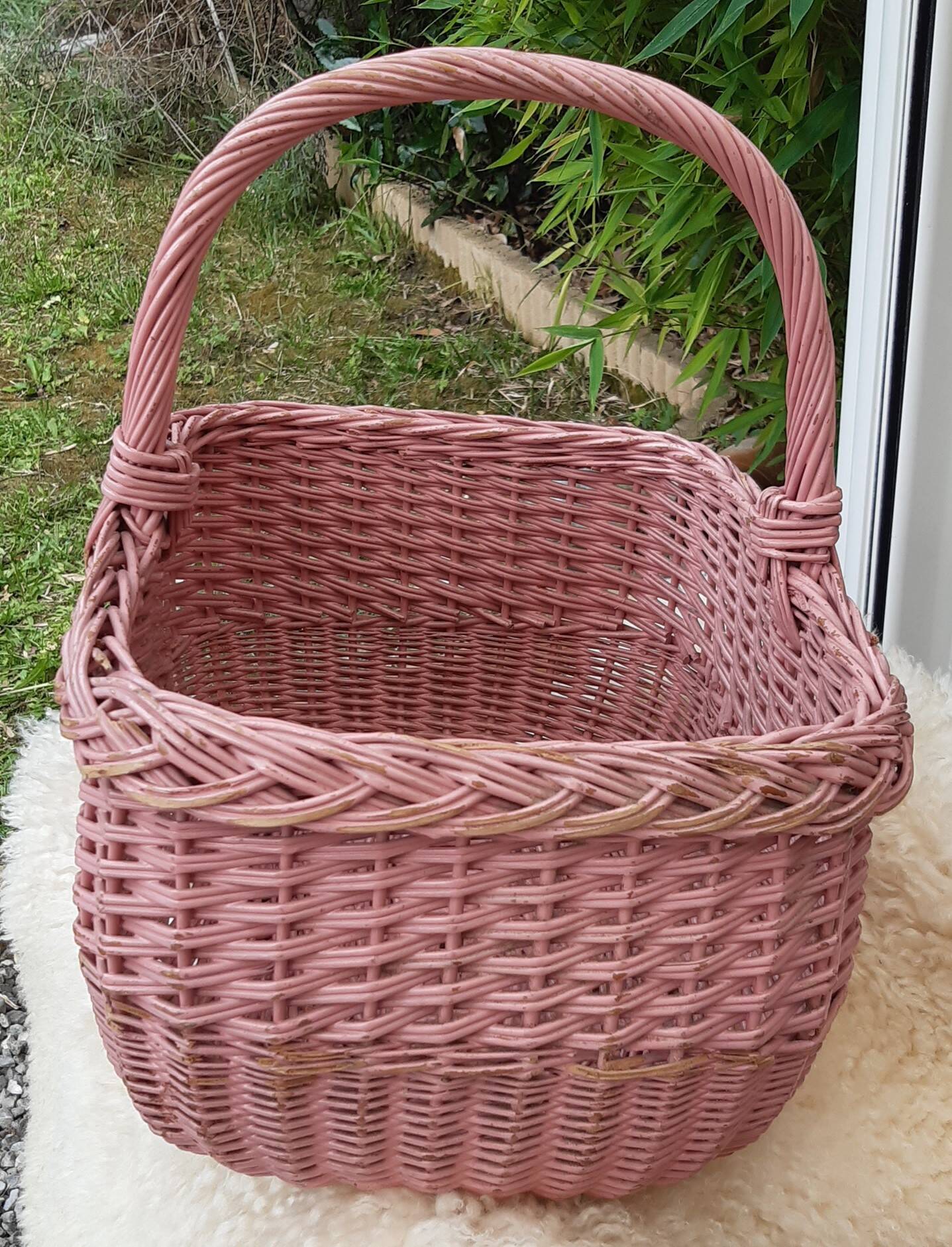 Pink rattan basket
